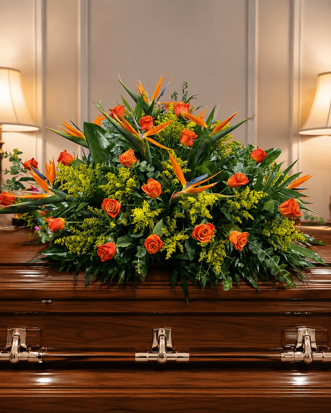 Tropical Sunset Casket Spray